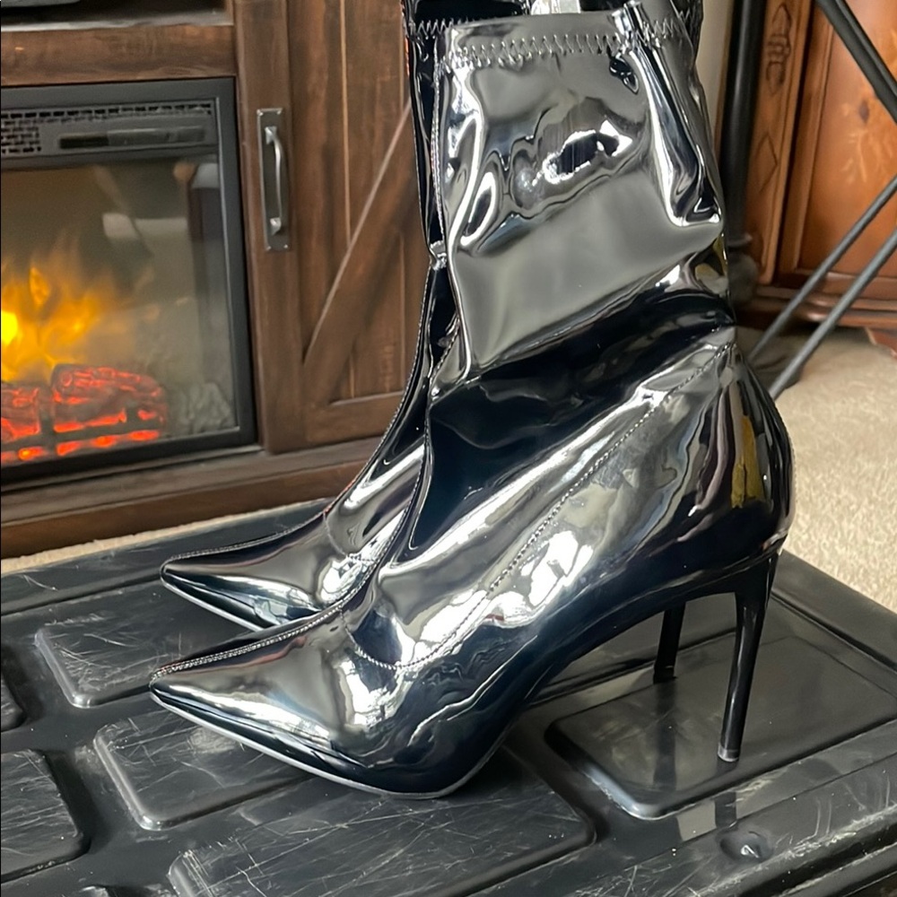 Black Patent Leather Women's Boots